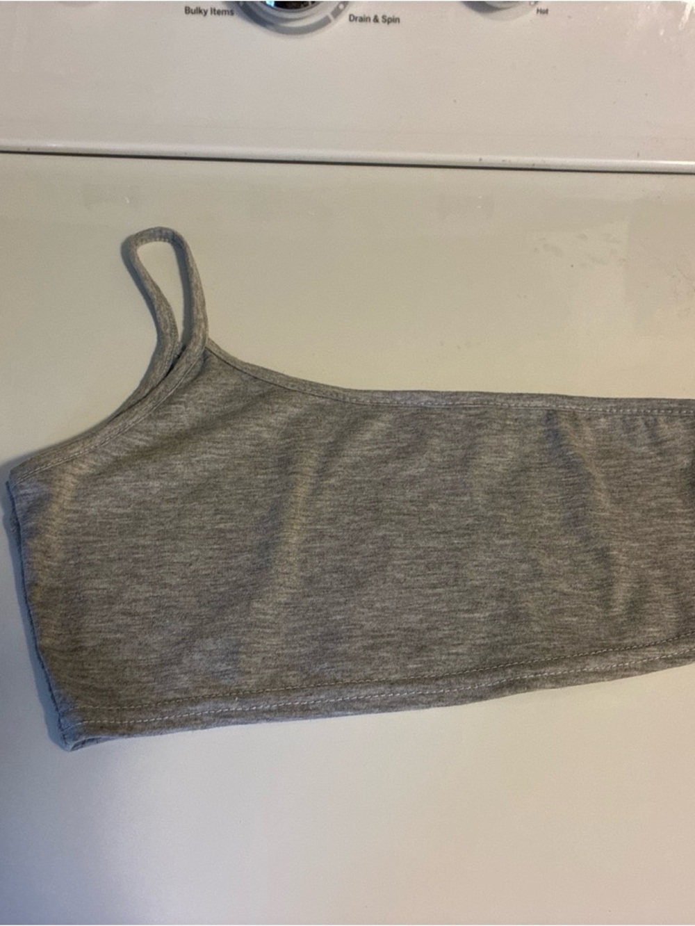 PrettyLittleThing Gray Stretch One-Shoulder Bandeau Crop Top